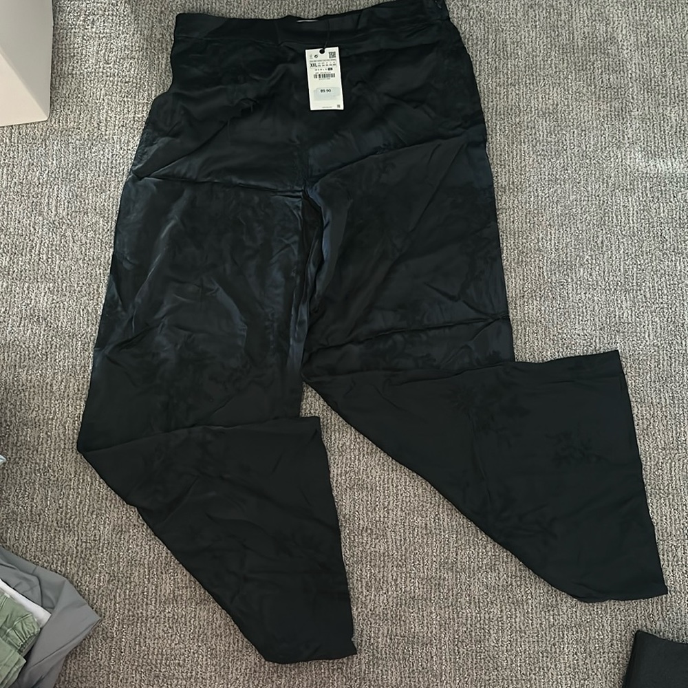 Zara embroidered silk floral pants